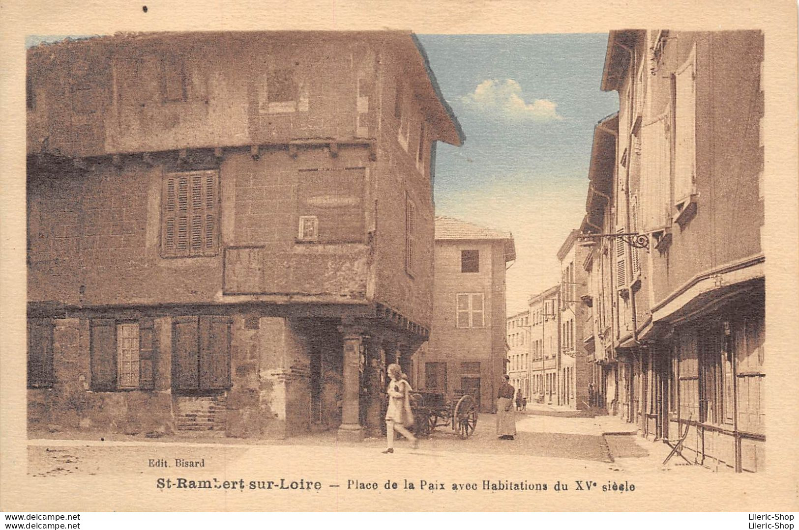 [42] St-Rambert Sur-Loire - Place De La Paix Avec Habitations Du XV. Siècle - Cpa 1937  - Éd. BISARD ( ͡♥ ͜ʖ ͡♥) ♥ - Saint Just Saint Rambert