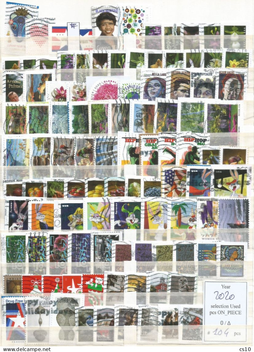 Kiloware Forever USA 2020 Selection Stamps Of The Year In 104 Different Stamps Used ON-PIECE - Lots & Kiloware (mixtures) - Max. 999 Stamps