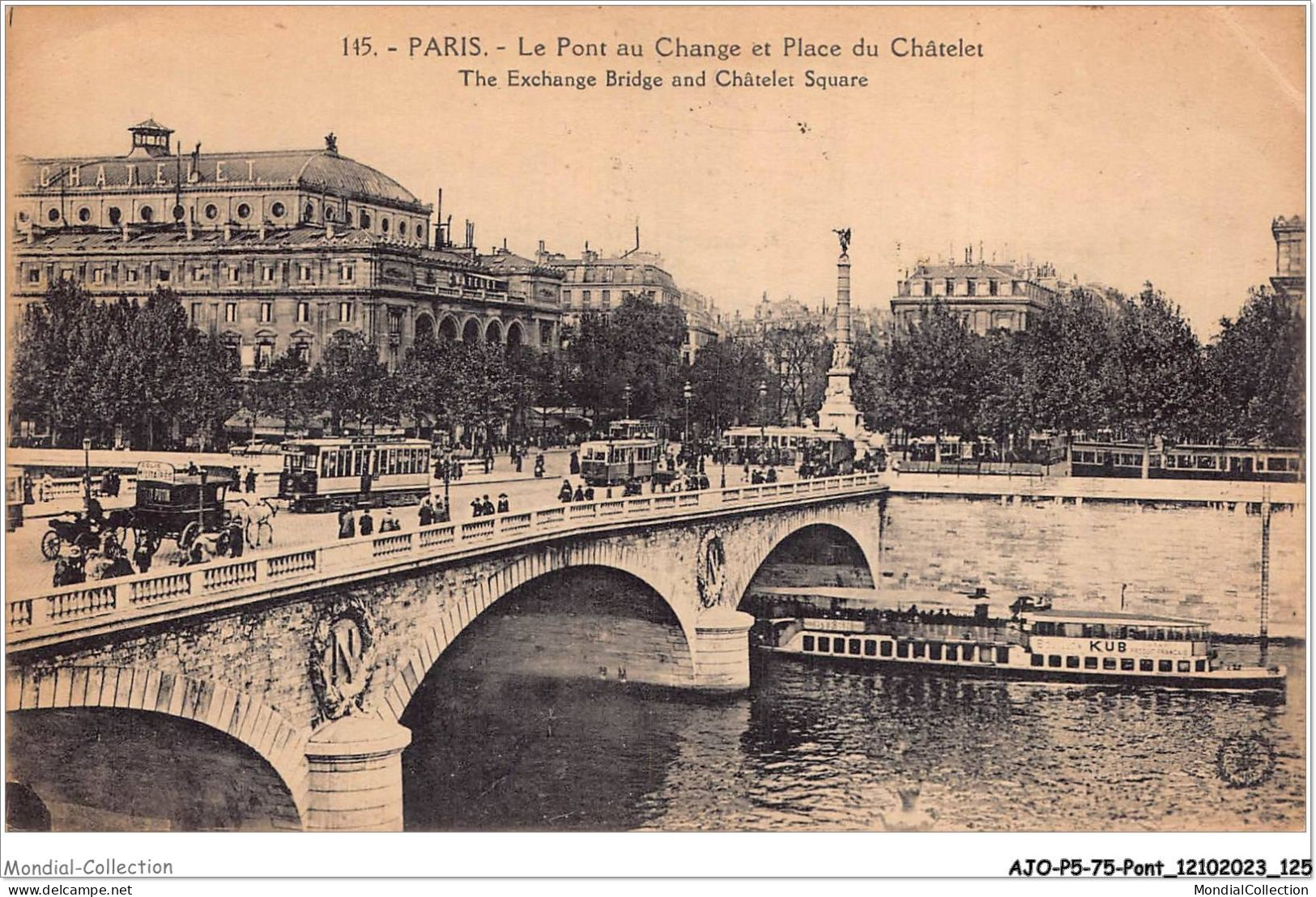 AJOP5-75-0489 - PARIS - PONT - Le Pont Au Change Et Place Du Chatelet - Ponts