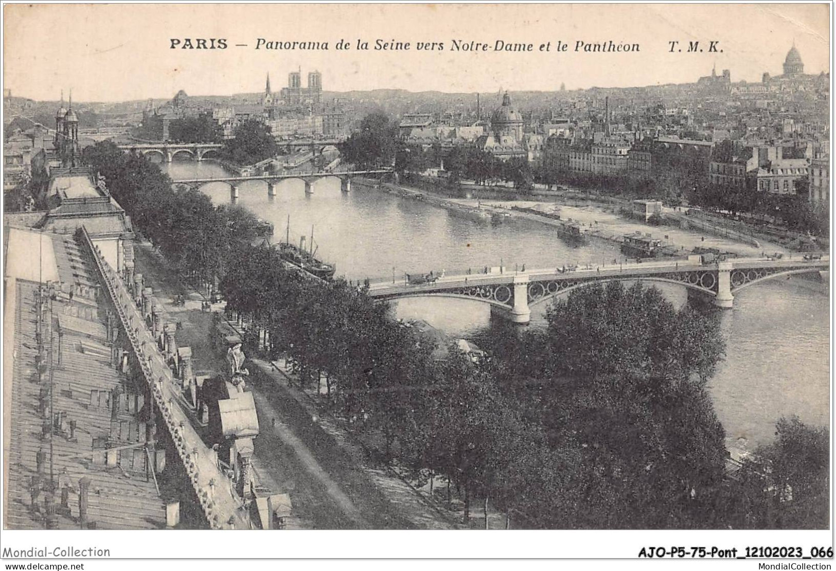 AJOP5-75-0460 - PARIS - PONT - Panorama De La Seine Vers Notre-dame Et Le Pantheon - Ponts