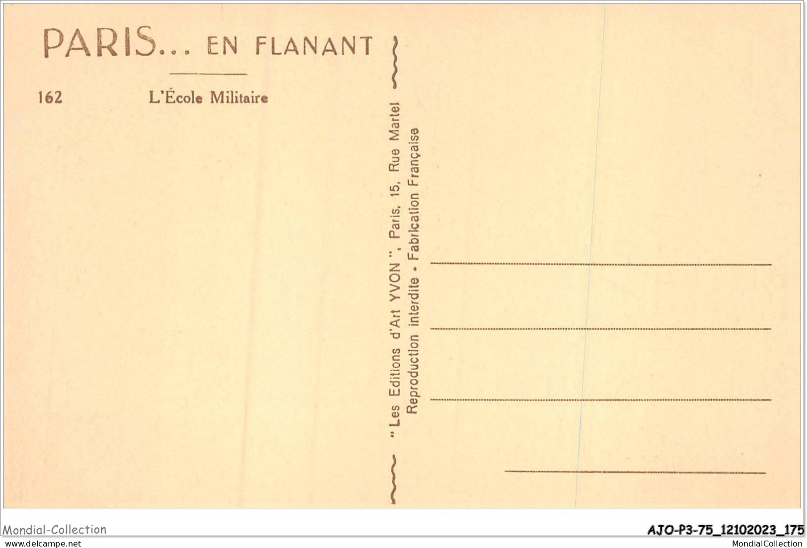 AJOP3-75-0328 - PARIS - école Militaire - Educazione, Scuole E Università