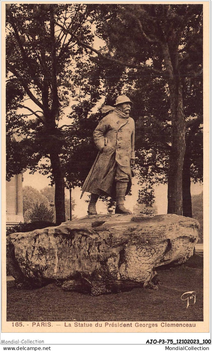 AJOP3-75-0291 - PARIS - La Statue Du Président Georges Clemenceau - Estatuas