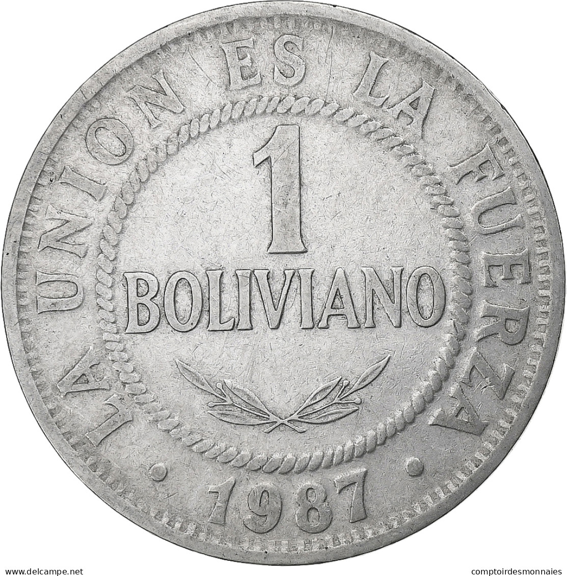 Bolivie, Boliviano, 1987, Acier Inoxydable, SUP, KM:205 - Bolivia