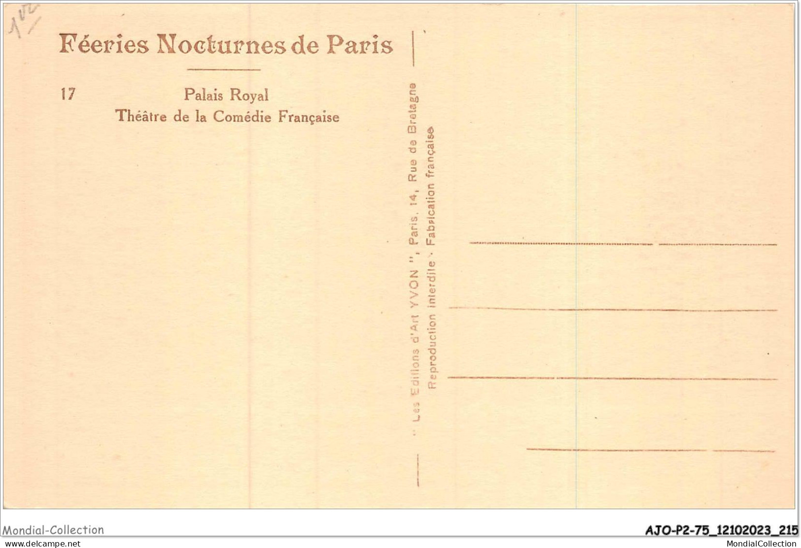 AJOP2-75-0231 - PARIS - Féeries Nocturnes De Paris - Palais Royal - Théatre De La Comédie Française - París La Noche