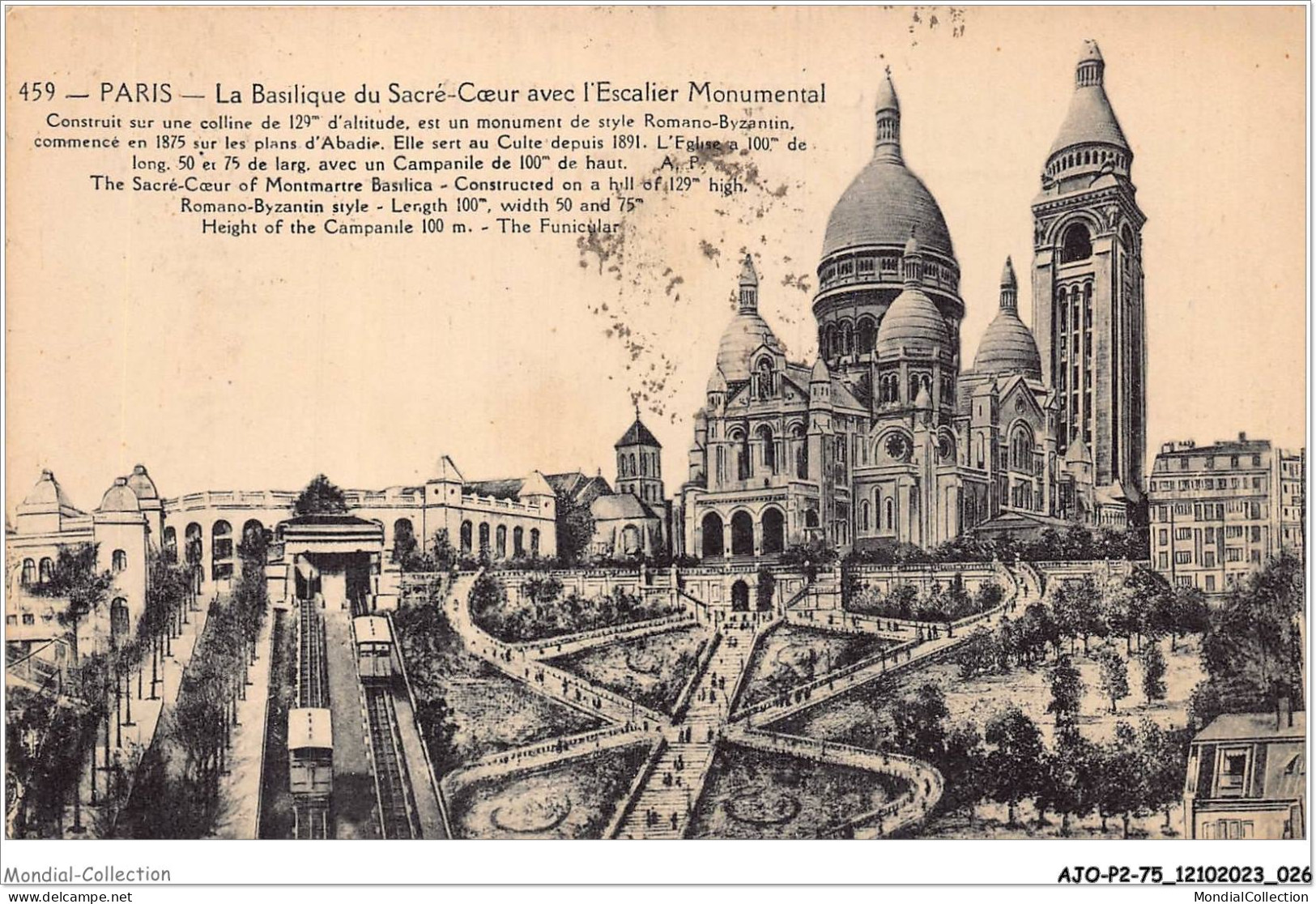 AJOP2-75-0137 - PARIS - La Basilique Du Sacré-coeur Avec L'escalier Monumental - Sacré-Coeur