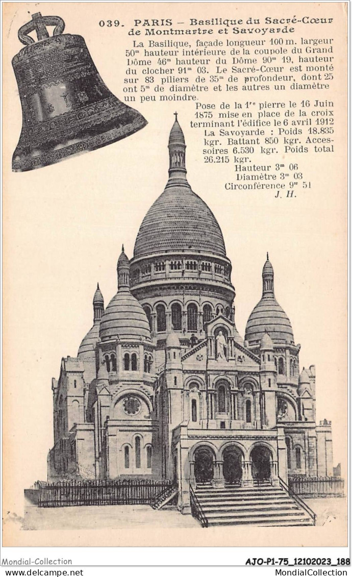 AJOP1-75-0095 - PARIS - Basilique Du Sacré-coeur De Montmartre Et Savoyarde - Sacré-Coeur