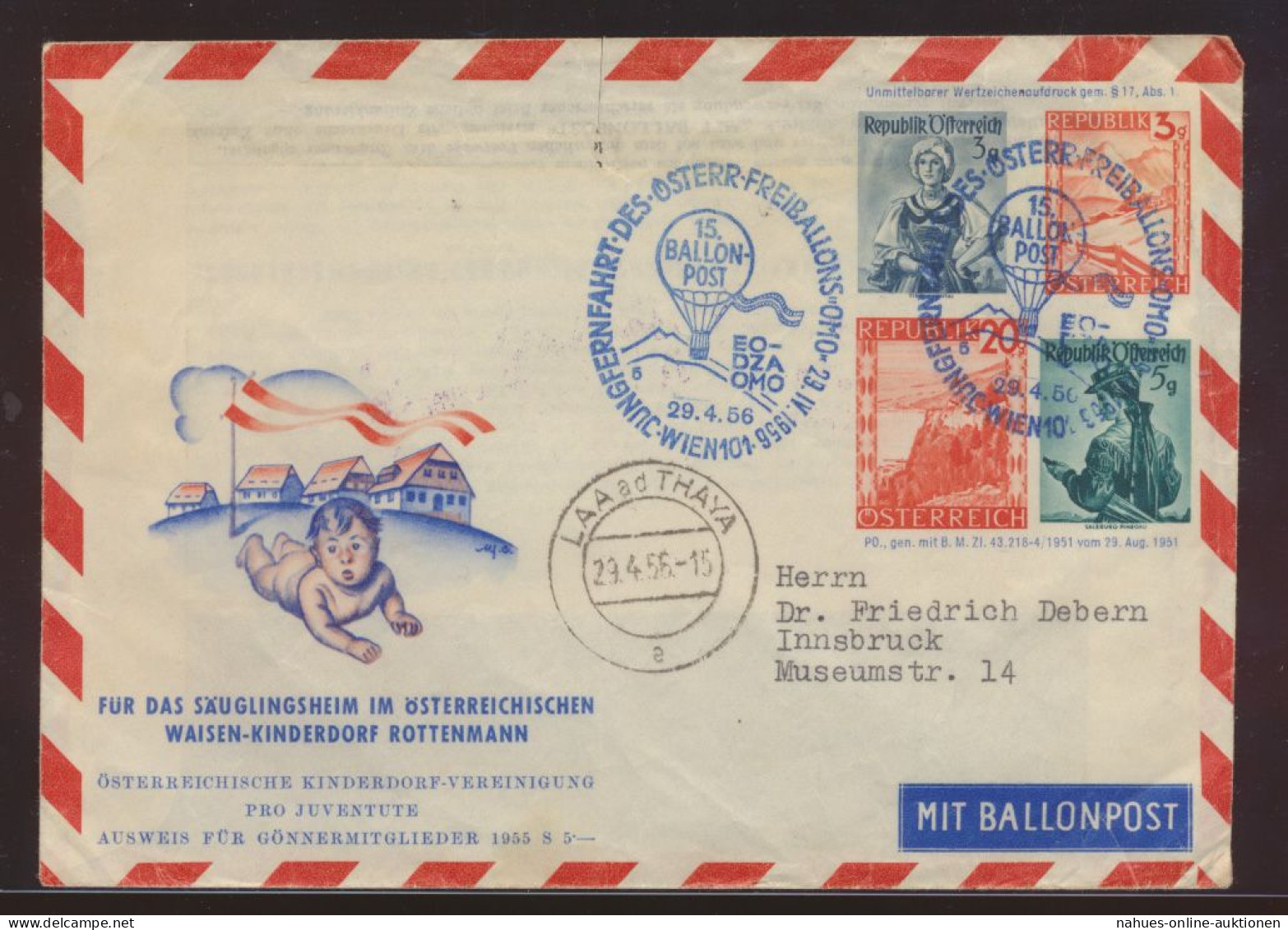 Flugpost Airmail Ballonpost Balloon Österreich Privatganzsache 4 Wertstempel - Zeppelins