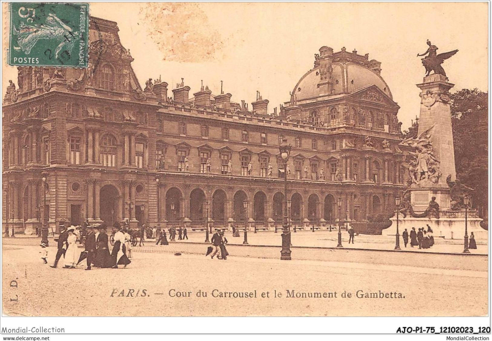 AJOP1-75-0061 - PARIS - Cour Du Carrousel Et Le Monument De Gambetta - Plazas