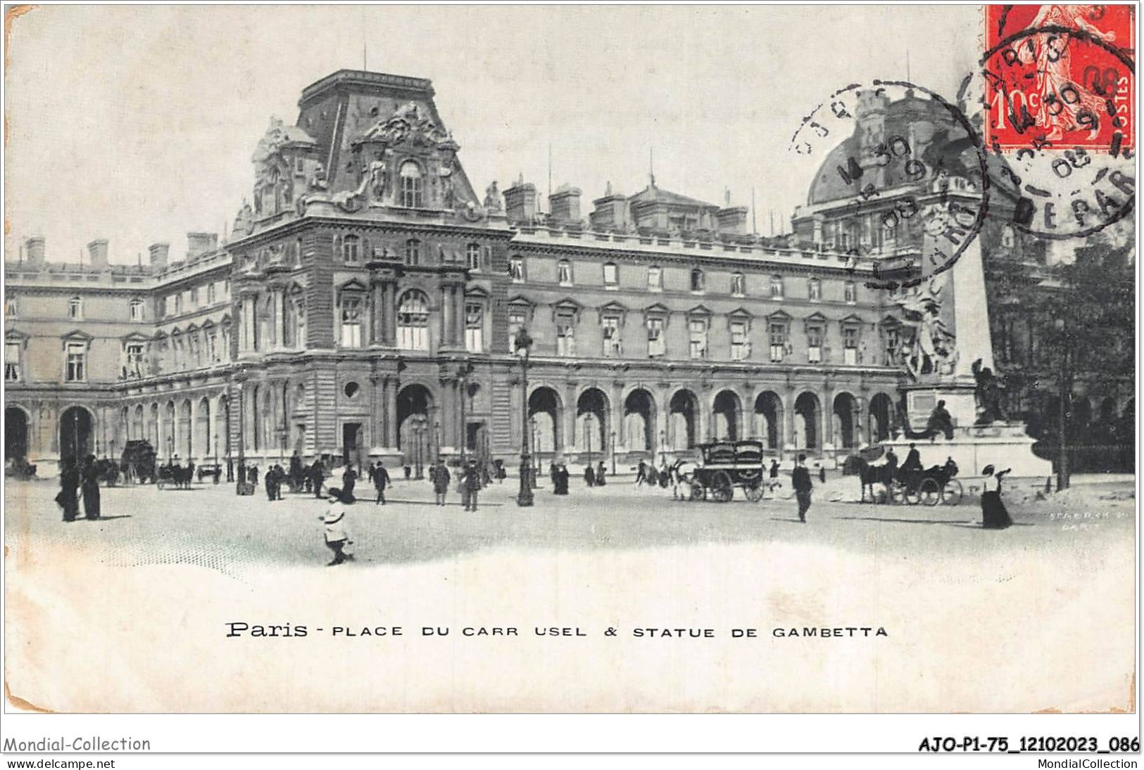 AJOP1-75-0044 - PARIS - Place Du Carr Usel & Statue De Gambetta - Places, Squares