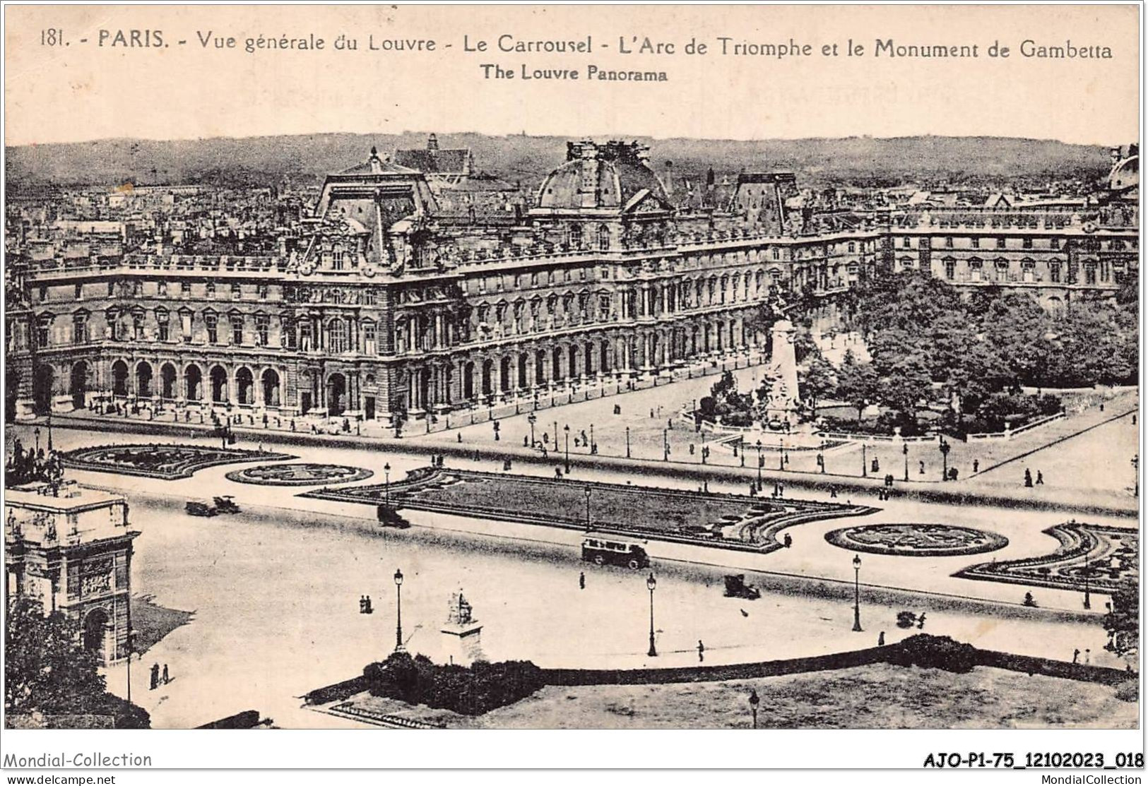 AJOP1-75-0010 - PARIS - Vue Générale Du Louvre - Le Carrousel - L'aec De Triomphe Et Le Monument De Gambetta - Panorama's