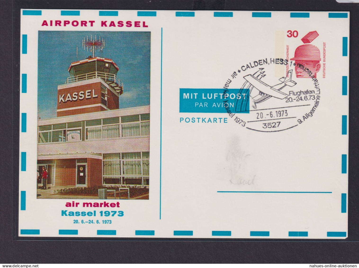 Flugpost Bund Luftpost Privatganzsache WST Unfall SST Kaasel Calden 9. - Private Postcards - Used