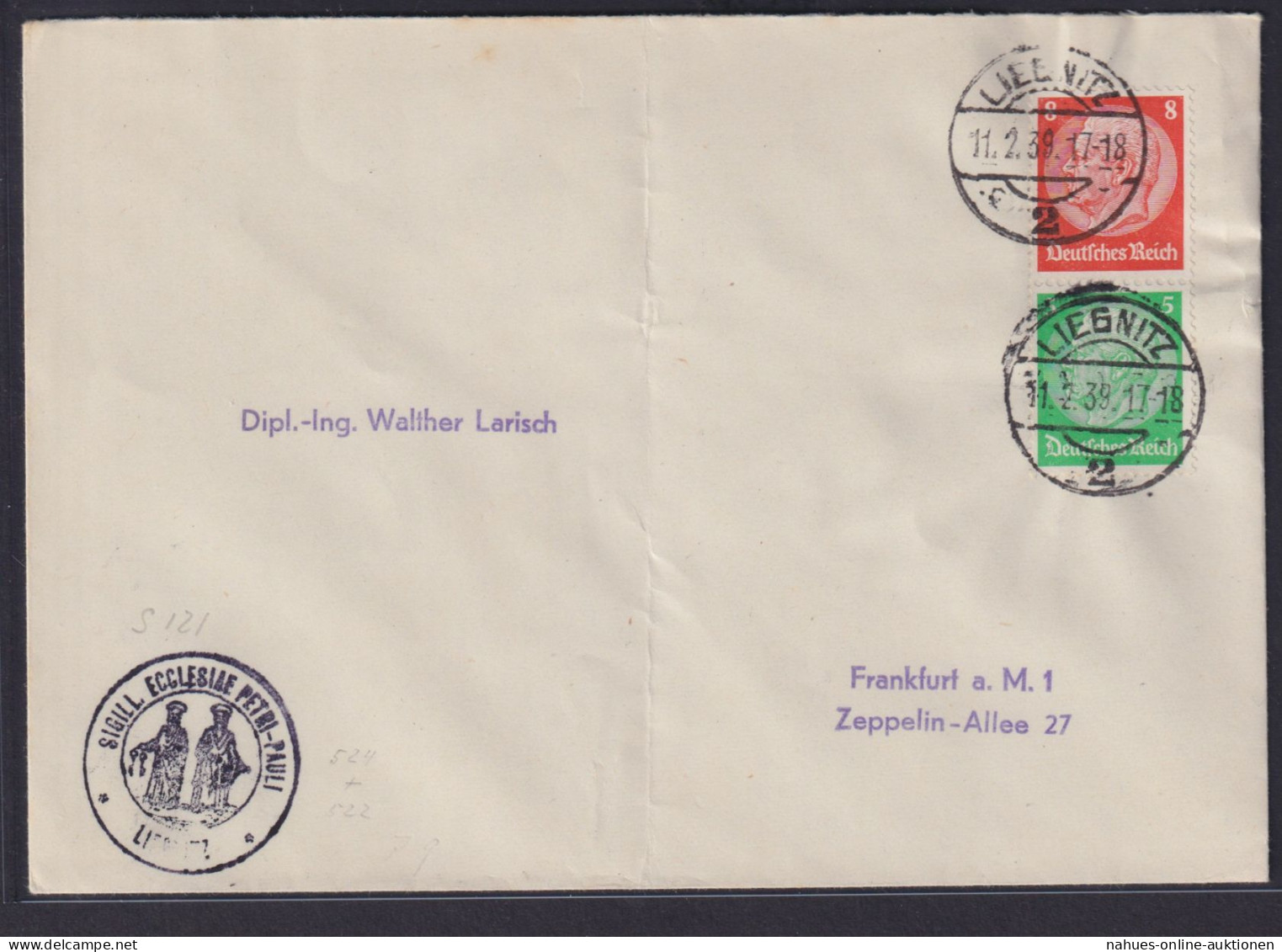 Deutsches Reich Zusammendruck Hindenburg Brief S 119 Liegnitz N Frankfurt - Se-Tenant