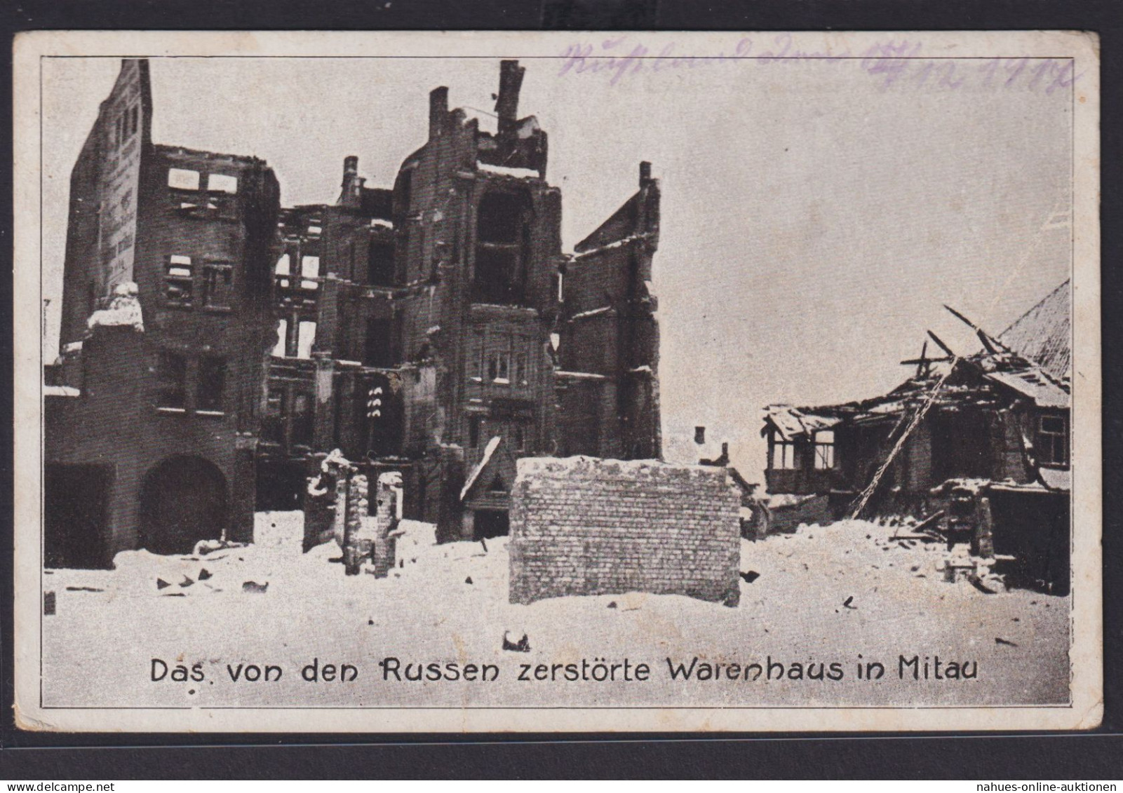 Ansichtskarte Mitau Lettland V. Russen Zerstörtes Warenhaus 1. Weltkrieg - Letonia