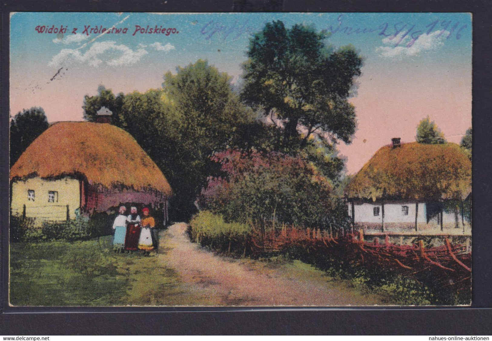Ansichtskarte Künstlerkarte Widoki Krolestwa Polskiego Polen Feldpost 31.08.1916 - Poland