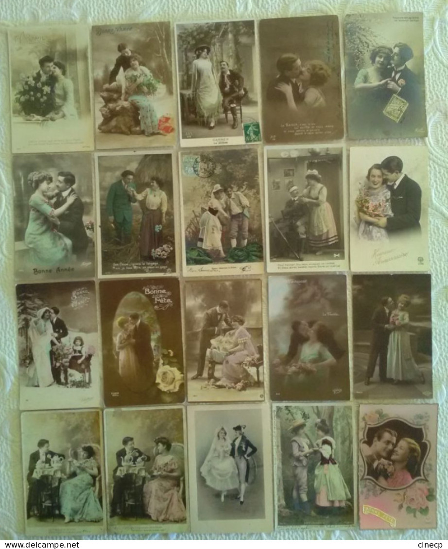 LOT 110 CPA FANTAISIE COUPLE Amour Femme Homme Mode Photomontage Série Artiste Amoureux - Couples