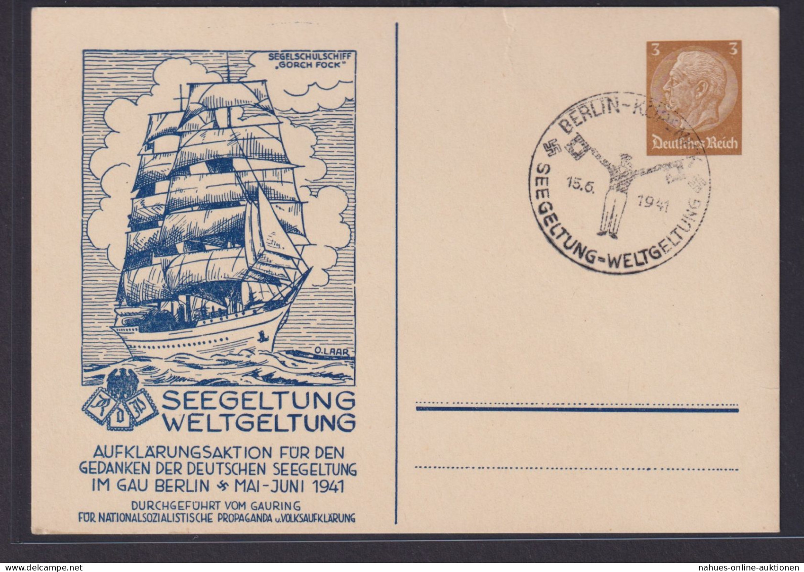 Briefmarken Deutsches Reich Privatganzsache Gorch Fock Seegeltung Weltgeltung - Andere & Zonder Classificatie