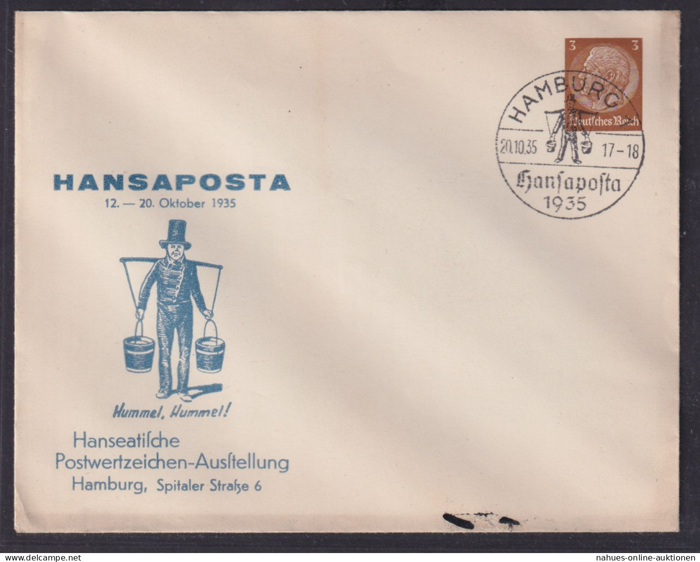 Deutsches Reich Brief Privatganzsache Hindenburg 3 Pfg. Braun Hansaposta Hamburg - Other & Unclassified