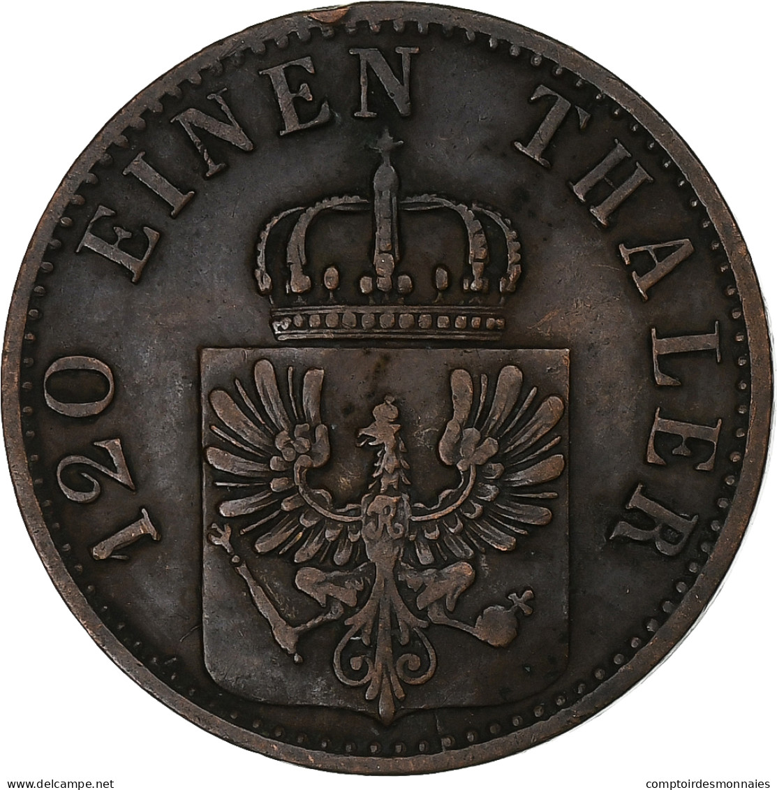Allemagne, PRUSSIA, Wilhelm I, 3 Pfenninge, 1870, Berlin, Cuivre, TTB+, KM:482 - Groschen & Andere Kleinmünzen