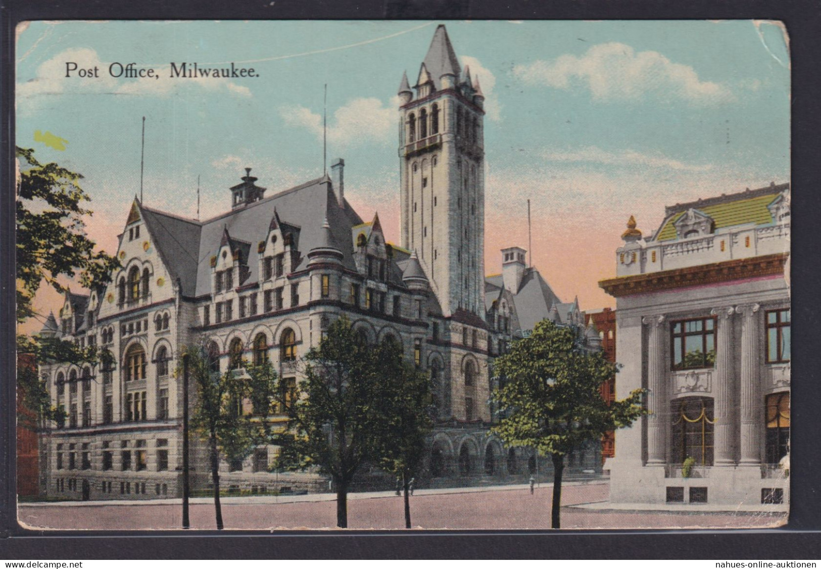 Ansichtskarte Künstlerkarte Milwaukee Wisconsin USA Post Office 07.1914 - Sonstige & Ohne Zuordnung