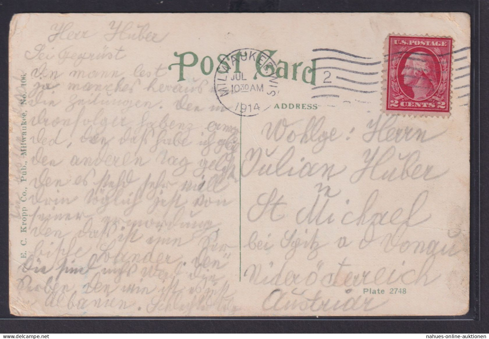 Ansichtskarte Künstlerkarte Milwaukee Wisconsin USA Post Office 07.1914 - Other & Unclassified