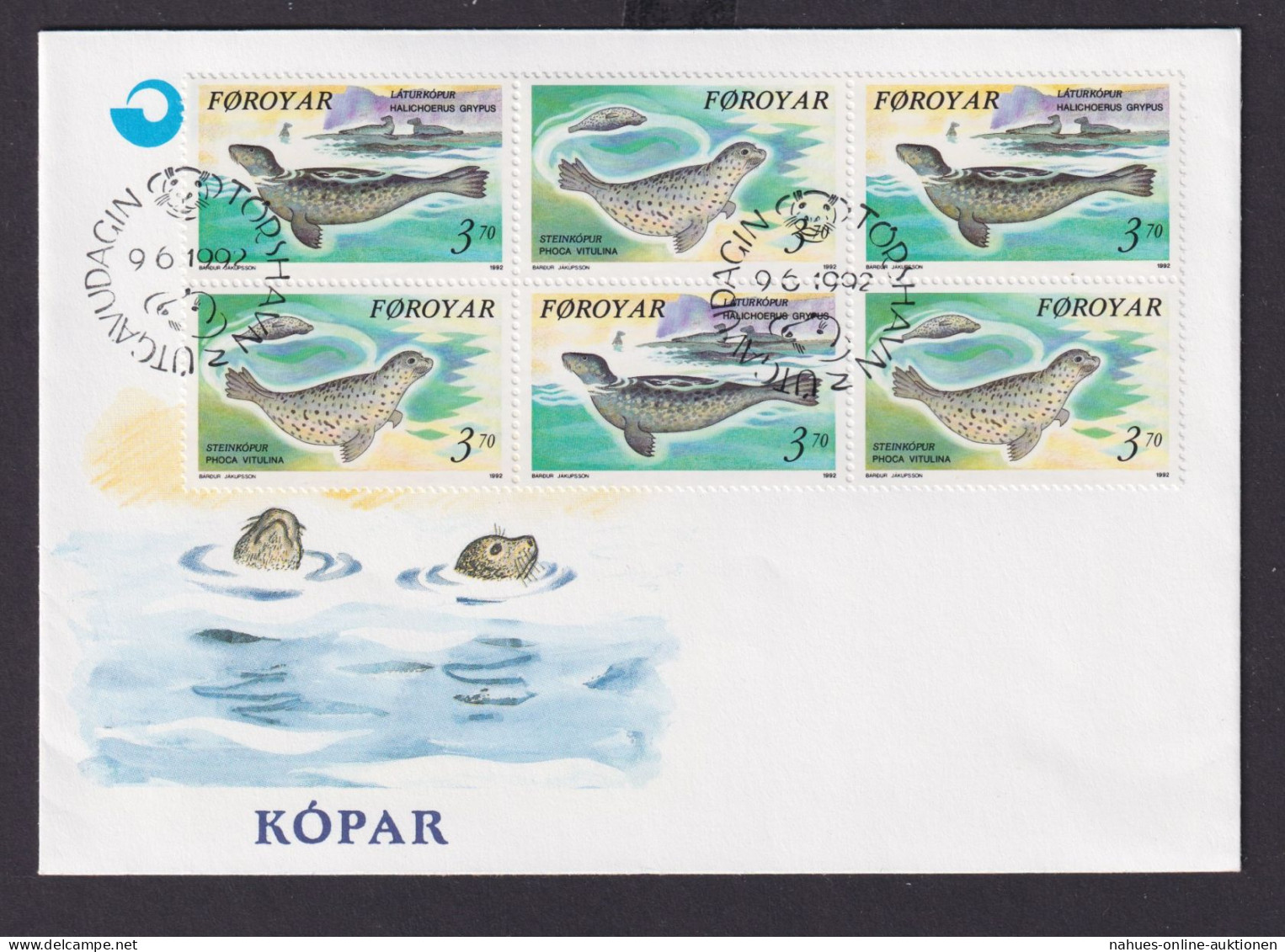 Färöer Føroyar Zusammendruck 6er Block Attraktiver Brief Tiere Seehunde - Färöer Inseln