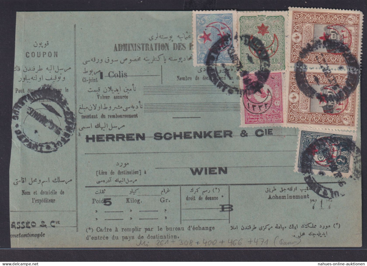 Türkei Brief Paketkarte Nach Schenker In Wien Österreich Mit Attrativ Frankiert - Storia Postale