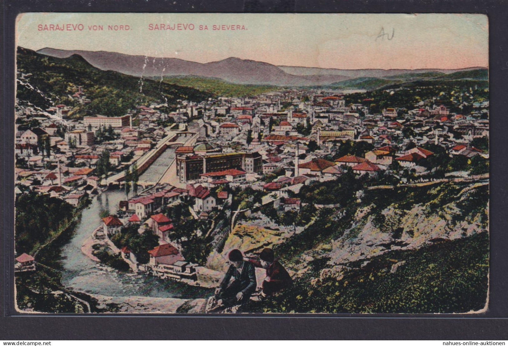 Ansichtskarte Sarajevo Bosnien Herzegowina Jugoslawien Totalansicht Miljacka - Bosnien-Herzegowina