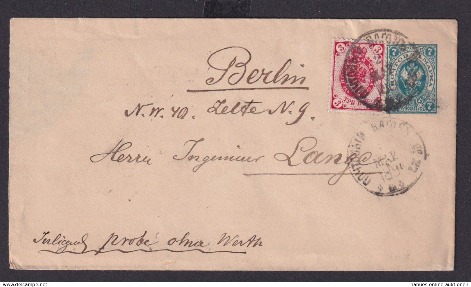Sowjetunion Rußland Brief Россия Russia Ganzsache 7 K + 3 K Nach Berlin Hand - - Cartas & Documentos
