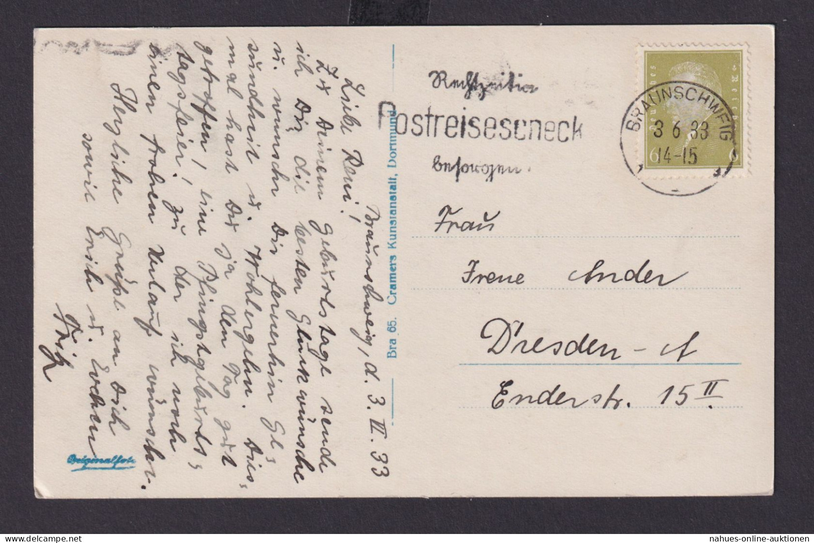 Deutsches Reich Drittes Reich Ansichtskarte SST Rechtzeitig Postreisescheck - Storia Postale