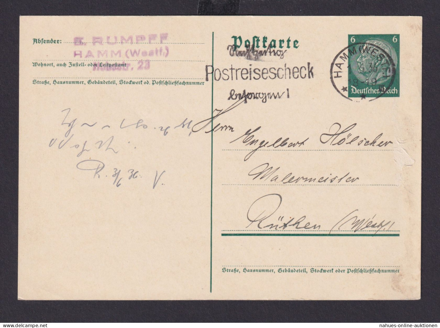 Deutsches Reich Drittes Reich Postsache Ganzsache SST Rechtzeitig - Briefe U. Dokumente