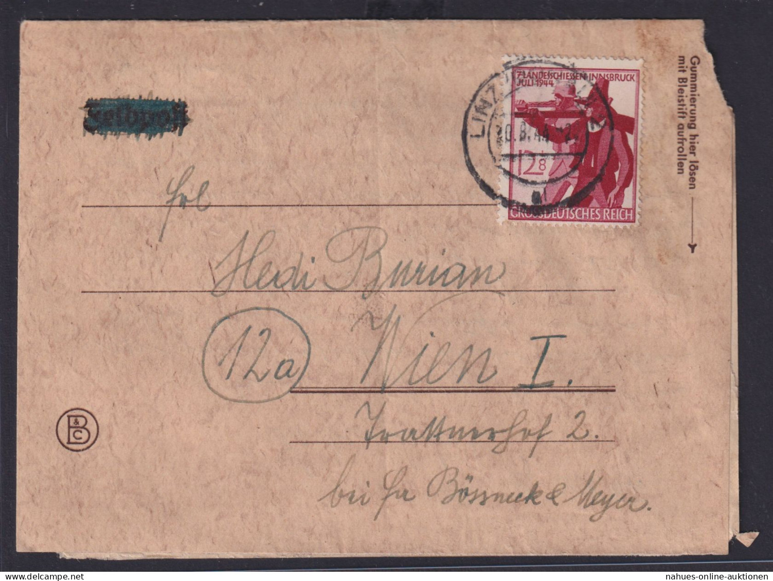 Ostmark Linz Deutsches Reich Brief EF 898 Landesschießen Tirol Österreich N Wien - Storia Postale