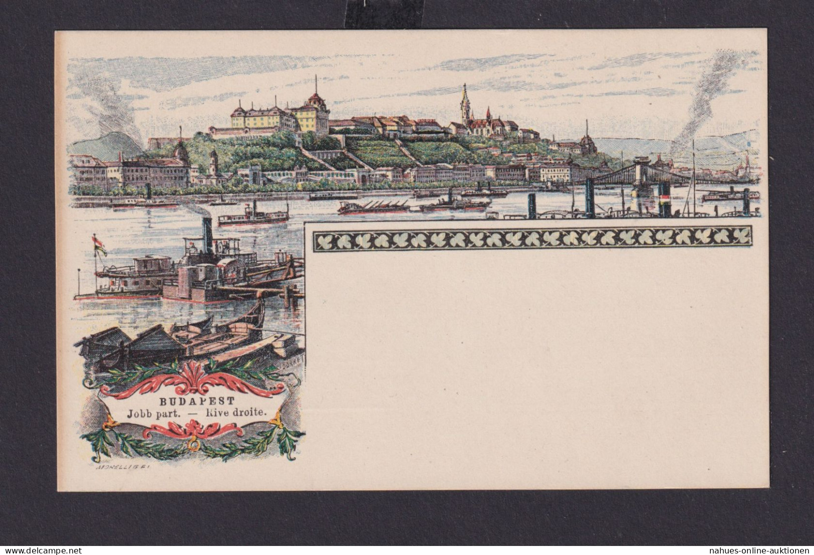 Ungarn Litho Ganzsache 2 Kreuzer Budapest Donau Brücke - Covers & Documents