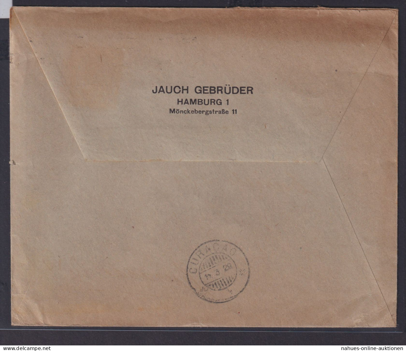 Deutsches Reich Brief 25 Pfg. Reichspräsidenten Destination Hamburg Curacao - Lettres & Documents