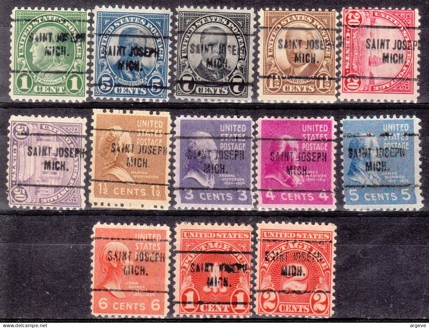 USA Precancel Vorausentwertungen Preo Locals Michigan, Saint Joseph 704, 13 Diff. Perf. 11x10 1/2 - Vorausentwertungen