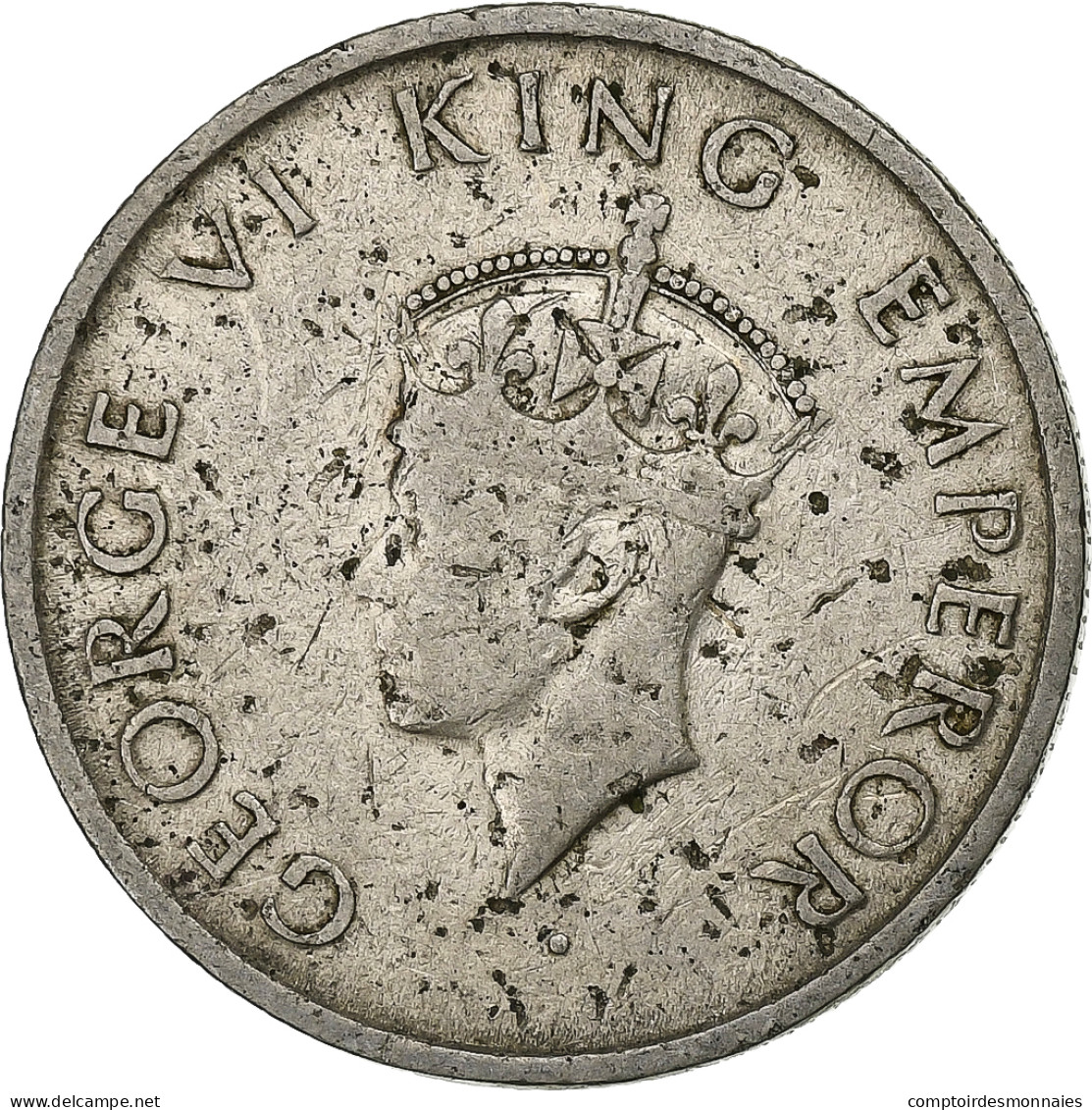 République D'Inde, 1/2 Rupee, 1947, Mumbai, Cupro-nickel, TTB+, KM:Pn5 - India