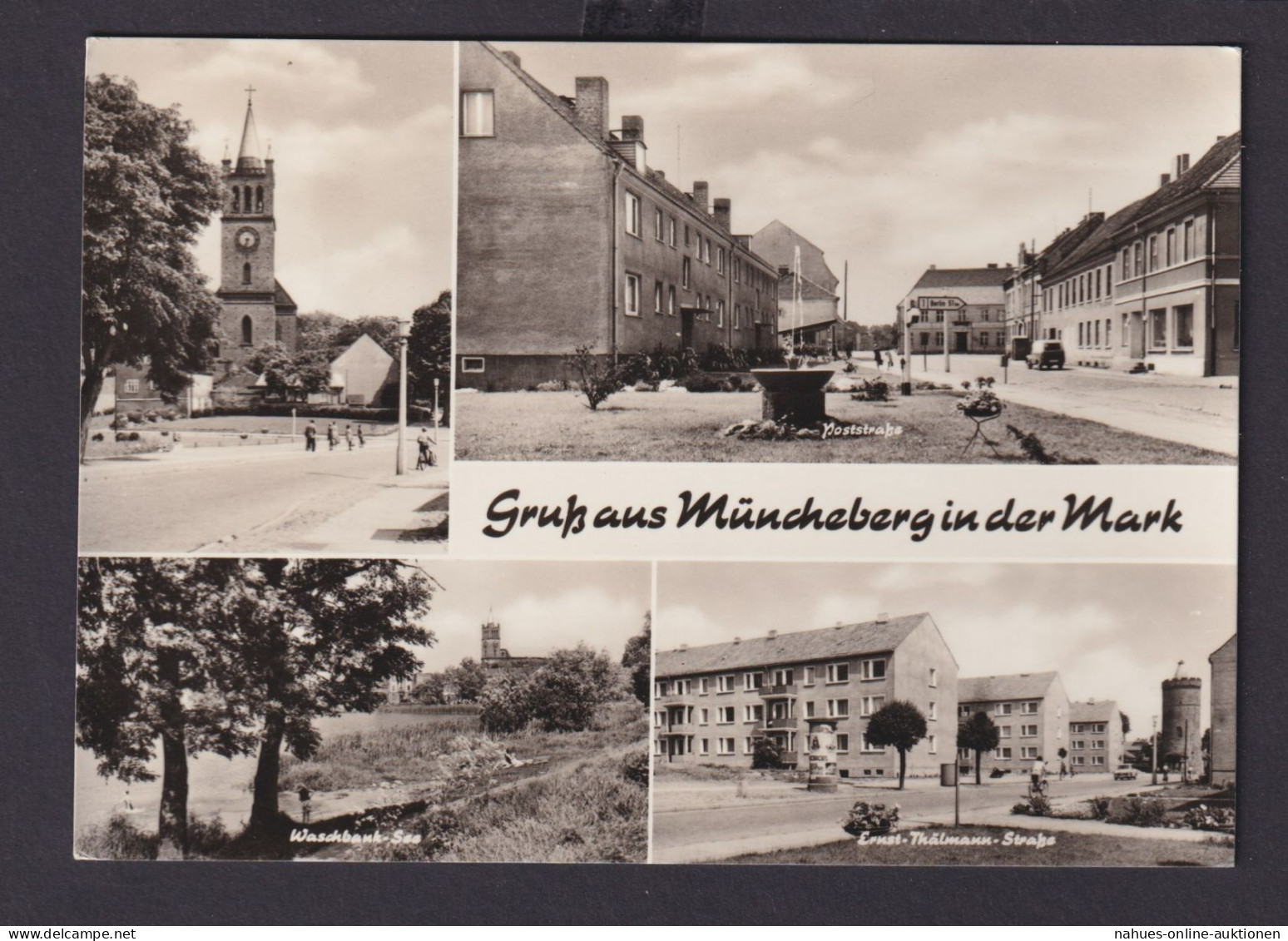 Ansichtskarte Müncheberg Mark Brandenburg Waschbank See Poststr. Kirche - Altri & Non Classificati