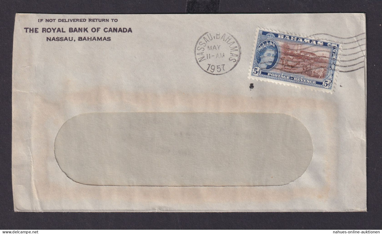 Bahamas Queen Elisabeth Brief EF 169 5 D Ab Nassau May 1957 - Bahamas (1973-...)