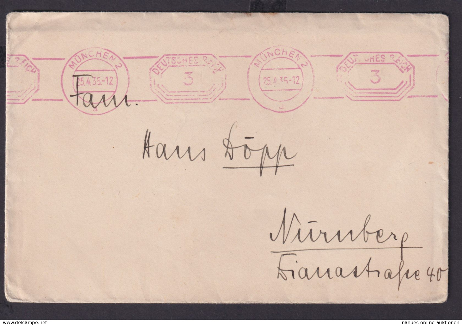 AFS Absenderfreistempel 003 Reichsmark Deutsches Reich Drittes Reich Brief - Storia Postale