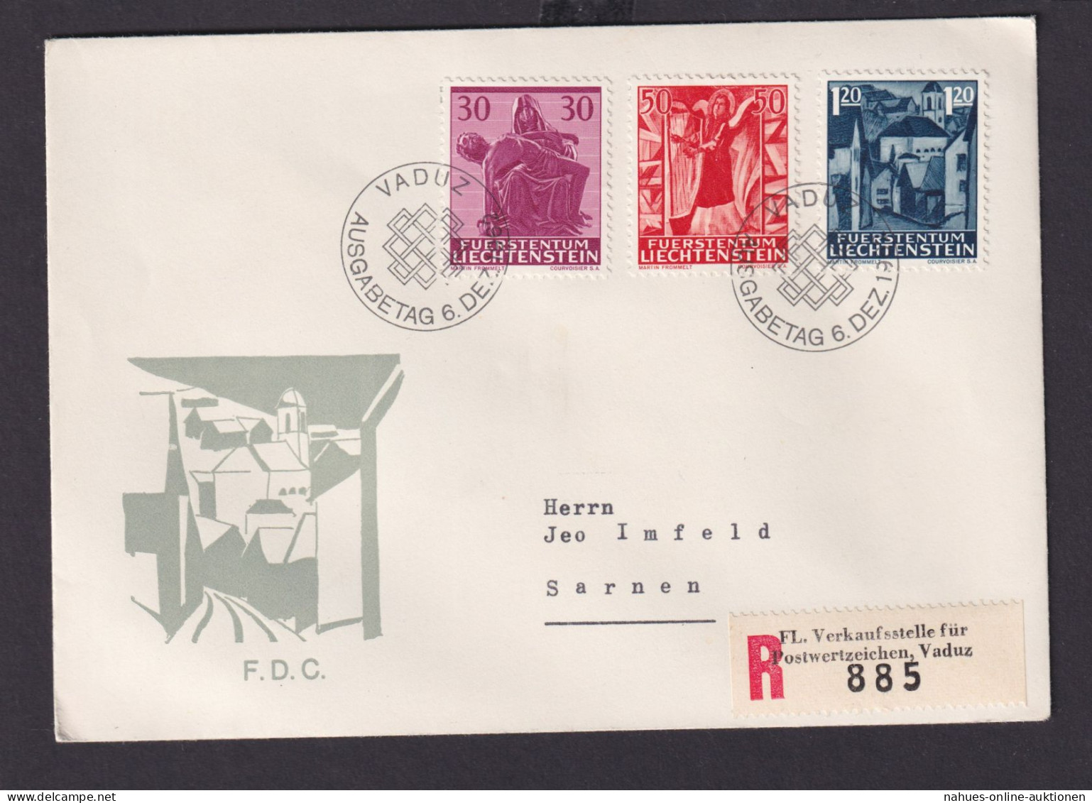 Liechtenstein R Brief 424-426 Weihnachten FDC Gelaufen Vaduz Nach Sarnen - Storia Postale
