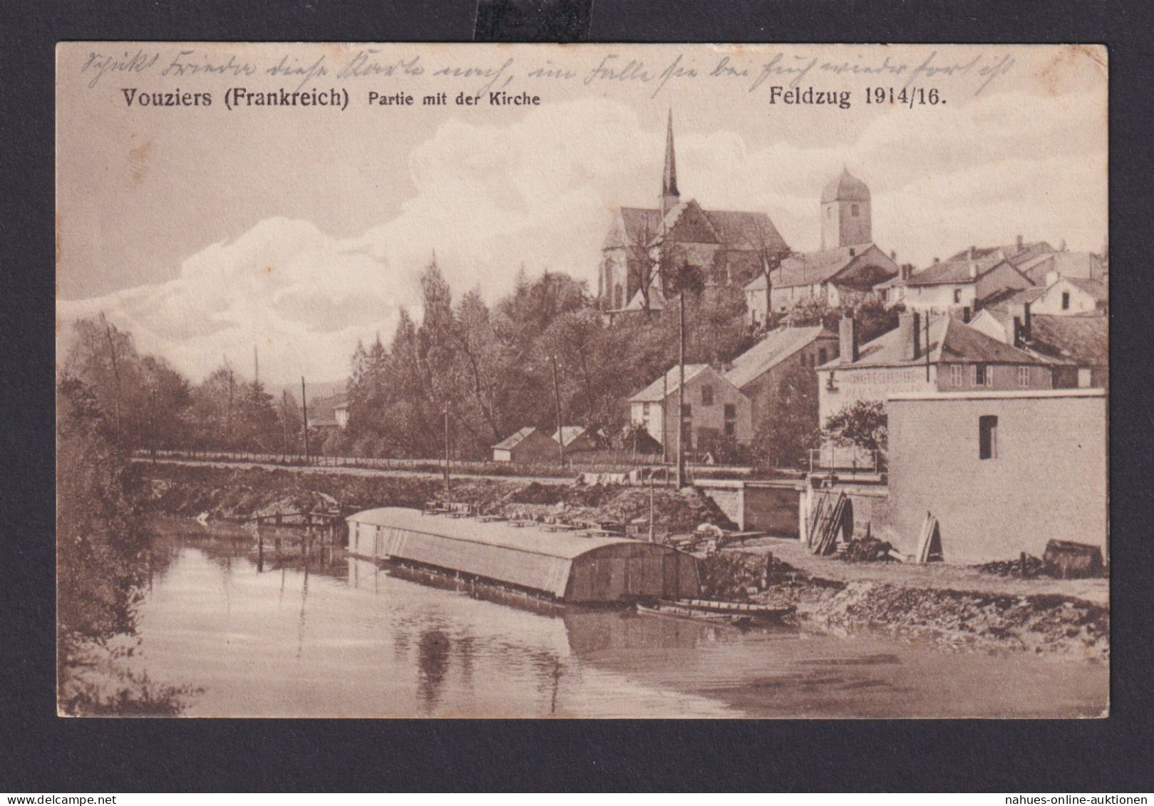 Ansichtskarte Vouziers Frankreich Partie M. Kirche Feldzug 1914/16 1. Weltkrieg - 1914-18