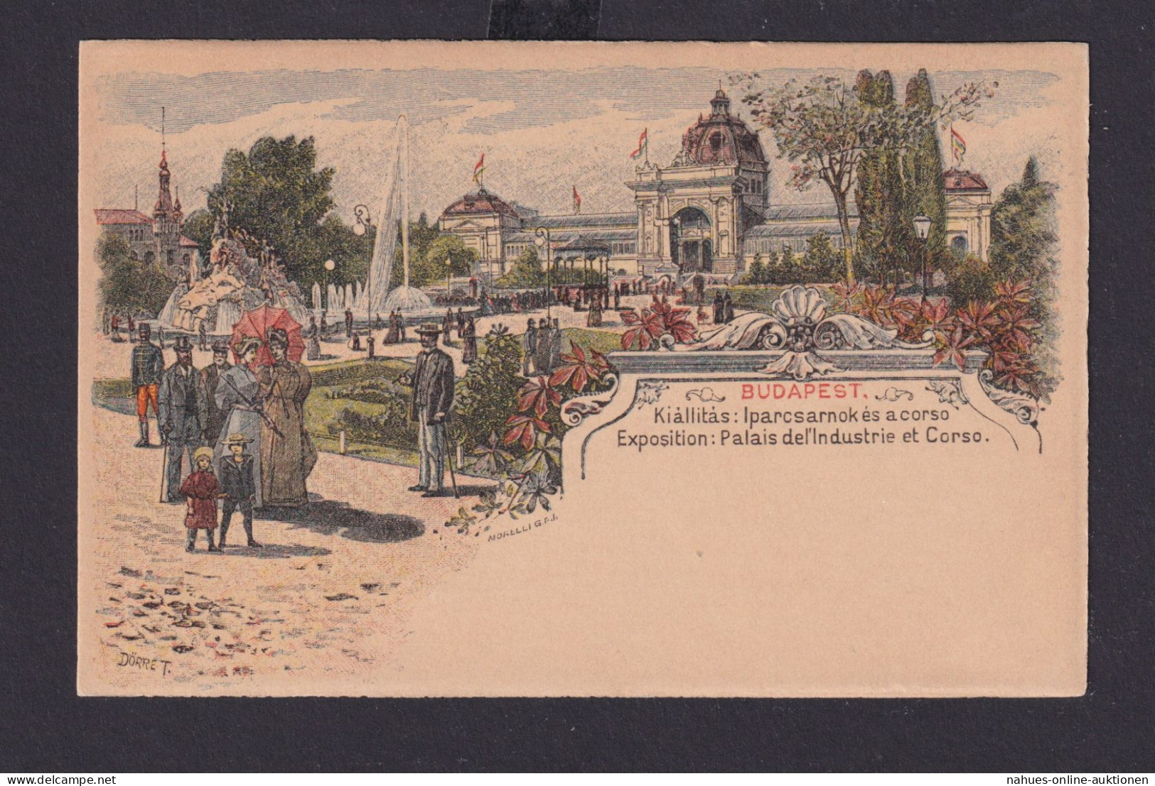 Ungarn Litho Ganzsache 2 Kreuzer Budapest Palais Park Springbrunnen - Storia Postale