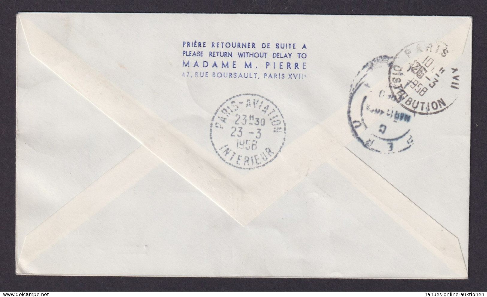 Flugpost R Brief Air Mail Air France Erstflug Paris Quito Lima Peru 13.3.1958 - Lettres & Documents