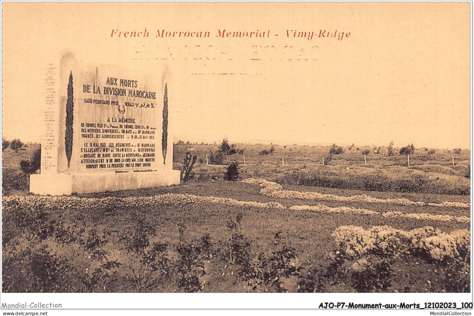 AJOP7-0698 - MONUMENT-AUX-MORTS - French Morrocan Memorial - Vimy-ridge - Monuments Aux Morts