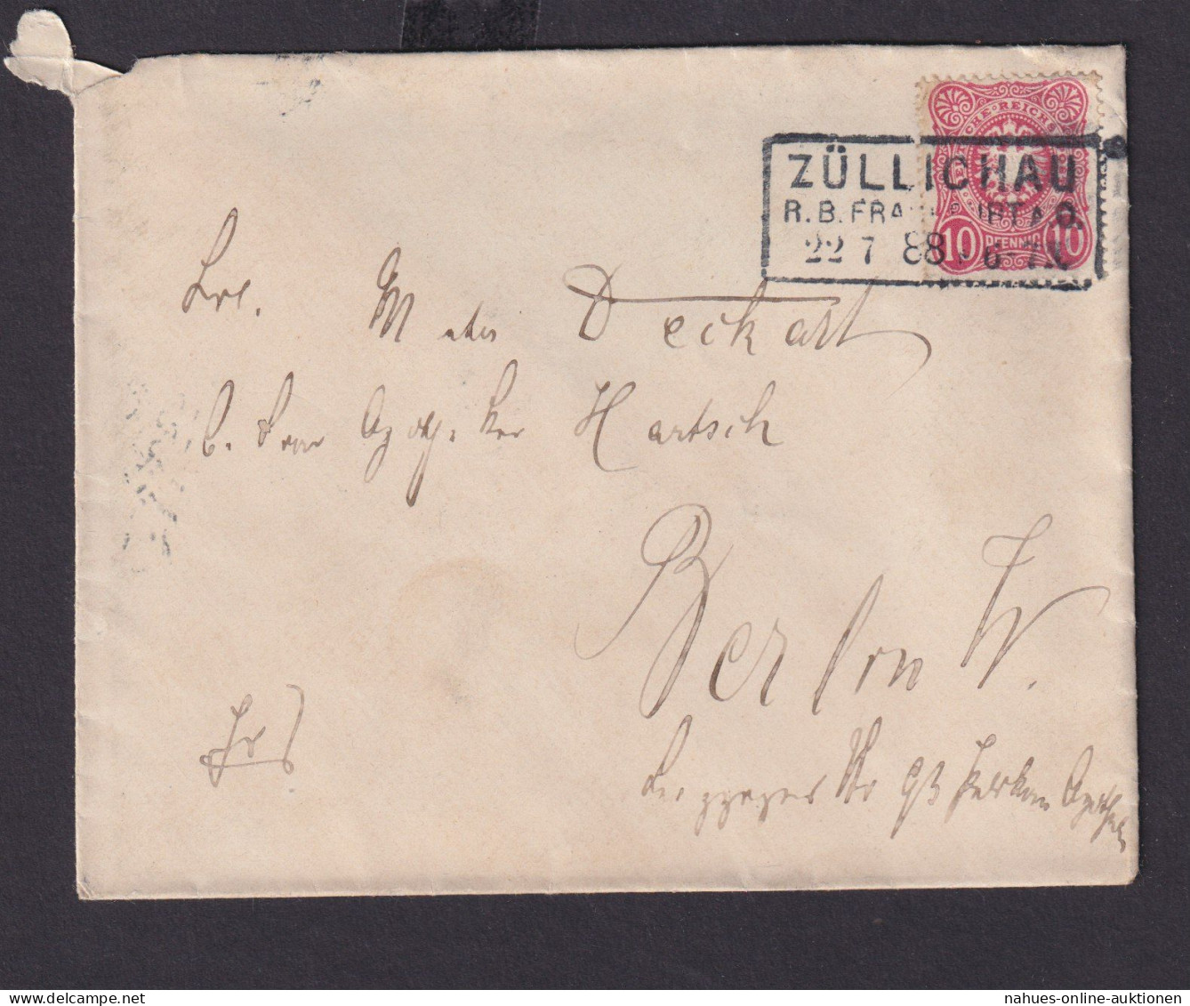 Deutsches Reich Brief Ef Pfg. R3 Züllichau R.B. FRANKFURT A.O. Nach Berlin - Lettres & Documents