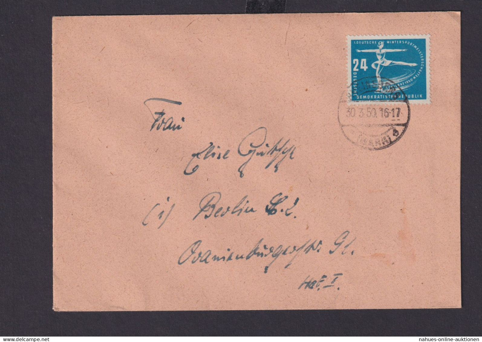 DDR Brief EF 247 Sport Wintersport Meisterschaften Rheinsberg N Berlin 30.3.1950 - Lettres & Documents