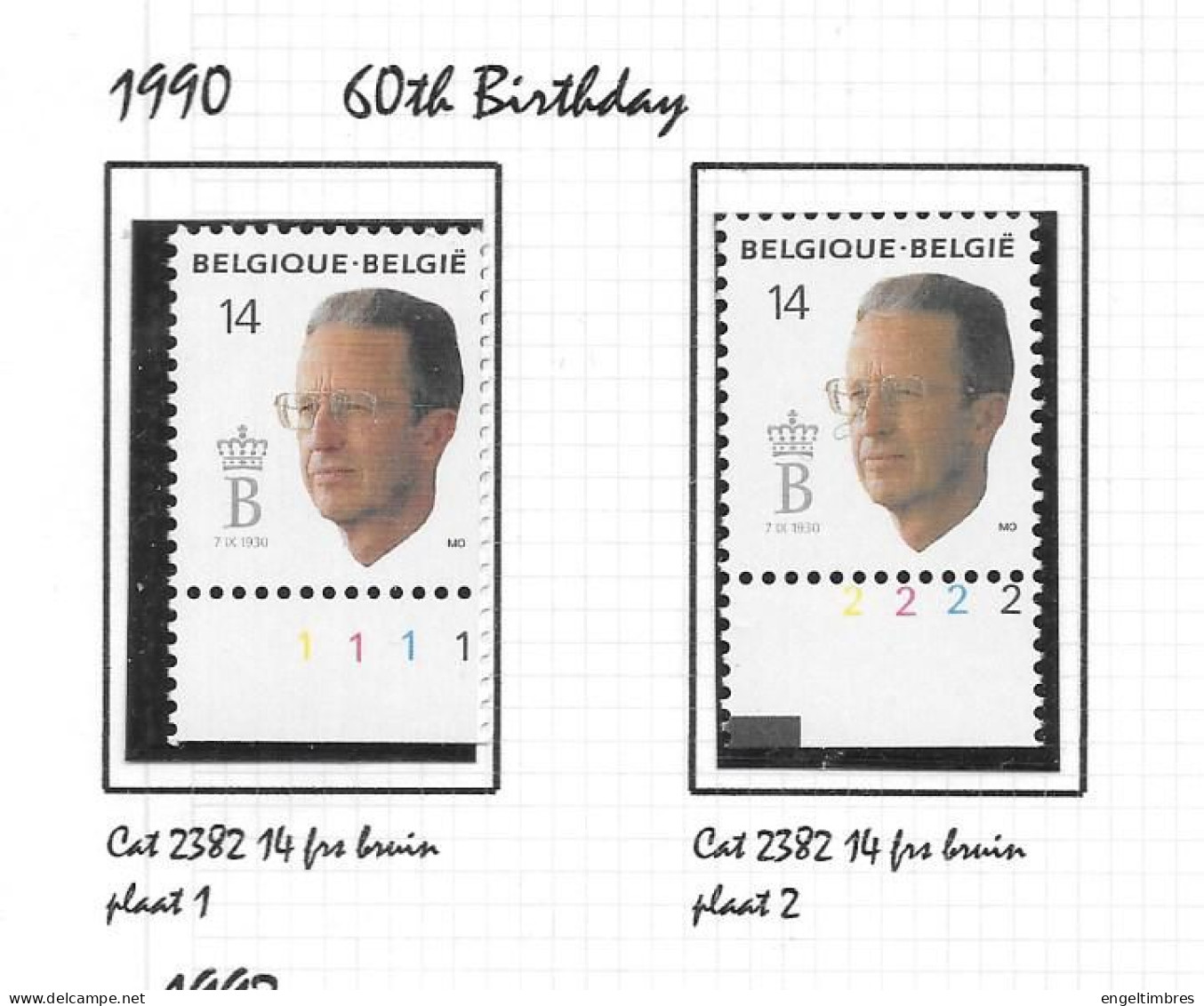 Belgie - Laatse 4 Uitgeving Van Koning Boudewijn   TYPE OLYFF -  SET Of 2 Plaatnummers VOOR ELKE WAARDE Perfekt Postfris - 1981-1990