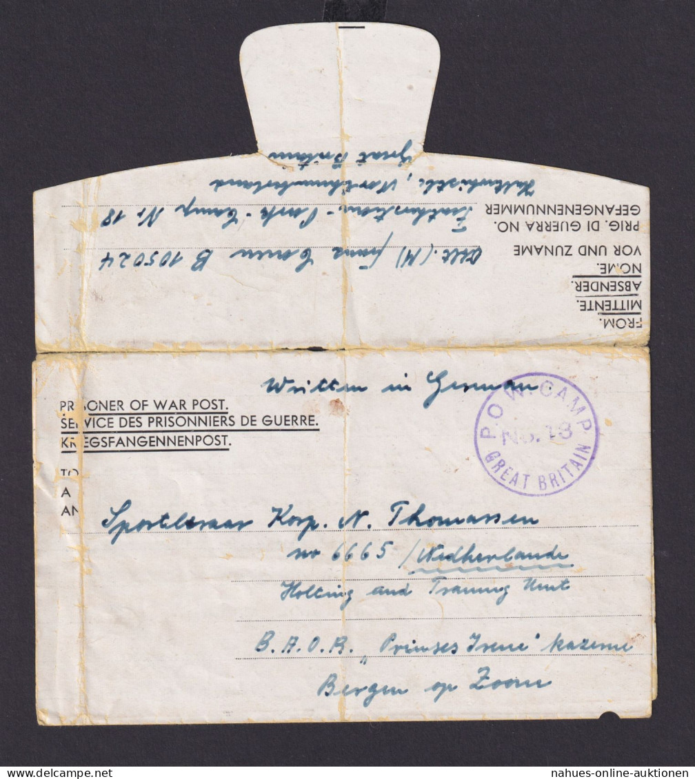 Großbritannein KGF Brief Kriegsgefangenenbrief P.O.W. Camp Bergen Op Zoommeinde - Other & Unclassified