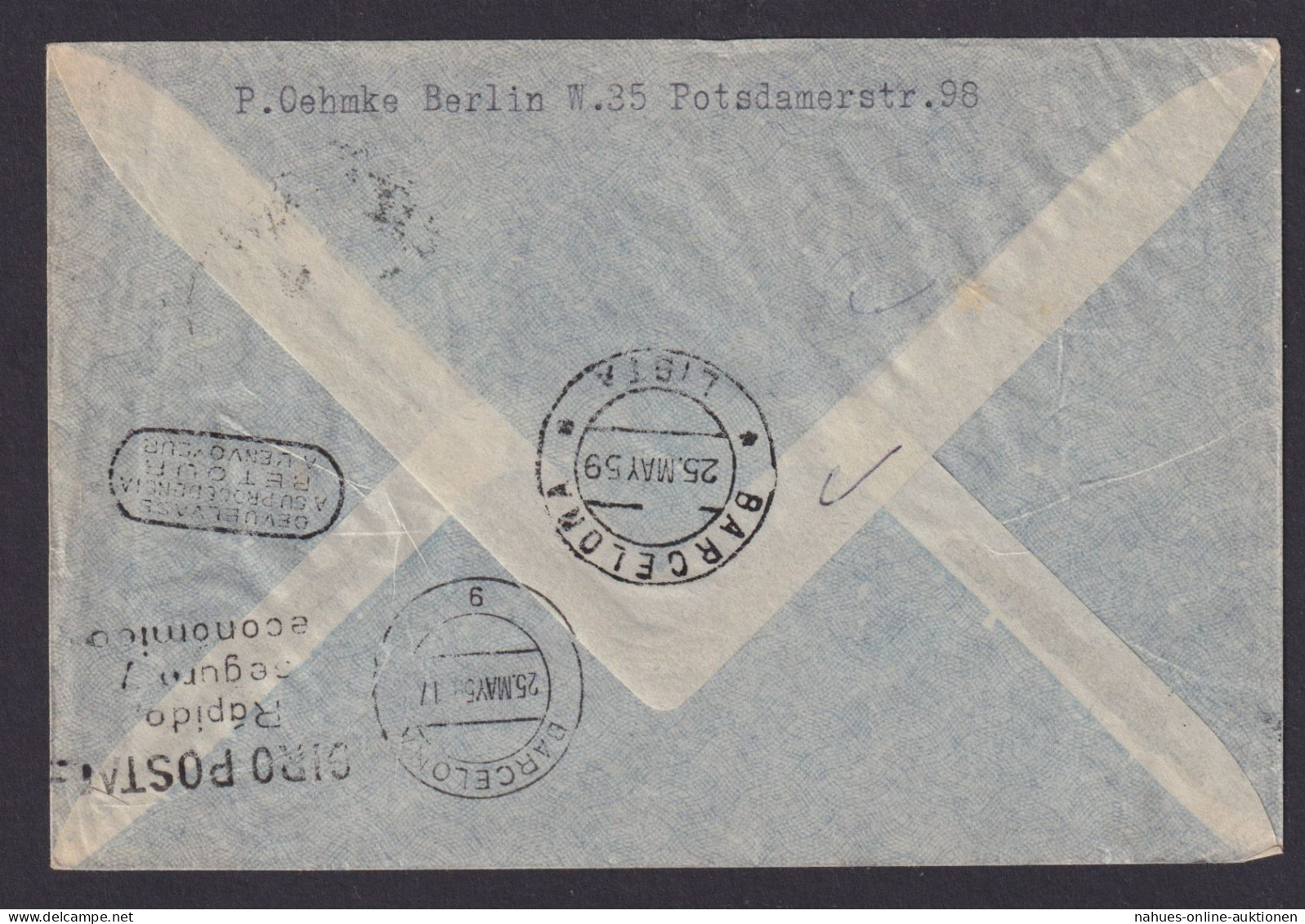 Briefmarken Flugpost Air Mail Frankfurt Barcelona Zuleitung DDR Berlin Rs. Div. - Covers & Documents