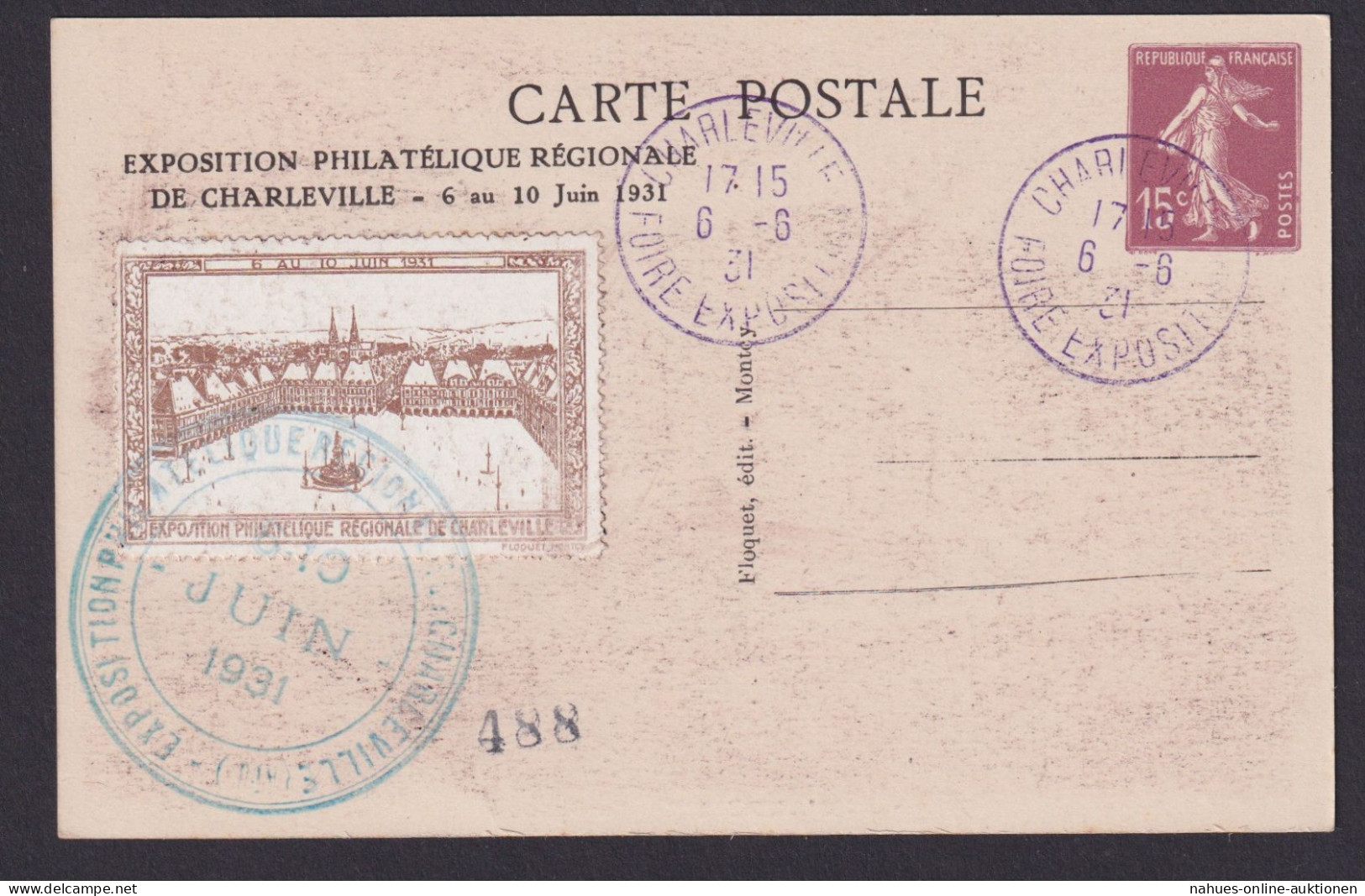 Frankreich Künstler Privatganzsache Philatelie Charieville Messe Exposition - Overprinter Postcards (before 1995)