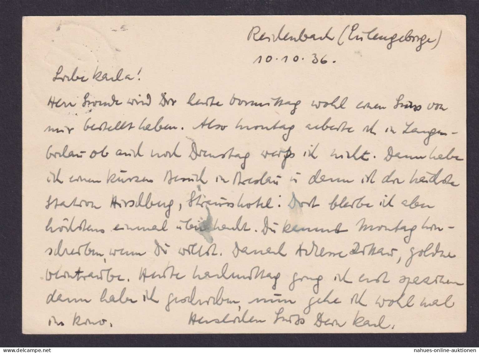 Reichenbach Eulengebirge Preußen Schlesien Deutsches Reich Ganzsache Frankfurt - Lettres & Documents